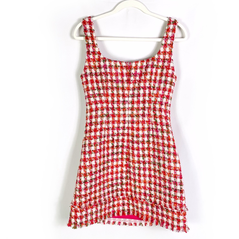 Cara‎ Cara Evora Dress NWOT Red White Plaid Tweed Sleeveless Button Mini Sz 4 - Picture 10 of 11